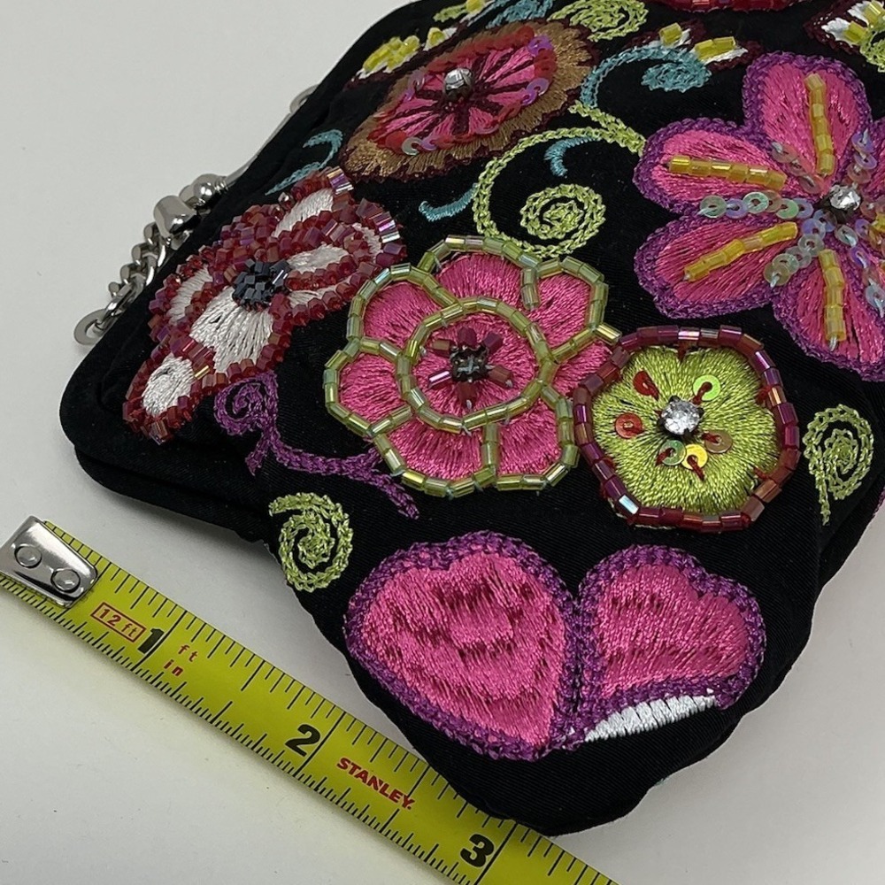 Vera Bradley 25th Anniversary Beaded Embroidered Kisslock Petite Clutch Perfect - Picture 5 of 7